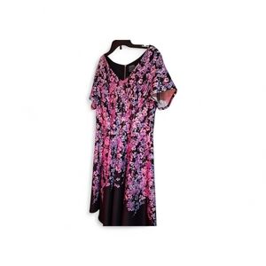 Gabby Skye Floral Asymmetrical Dress in Pink and Purple